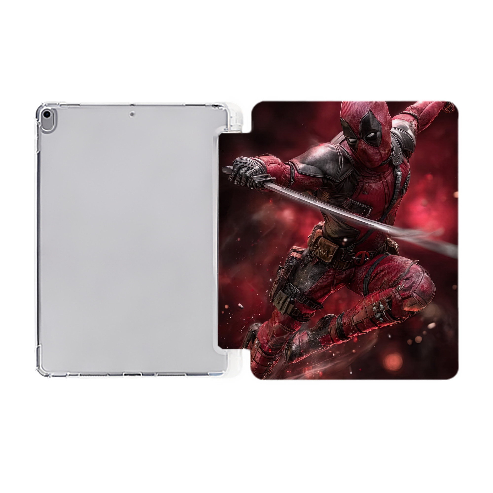 （画像用） Deadpool デッドプール IPad ケース ペン収納付き 三つ折りスタンド PUレザー×シリコン 対応機種9.5/10.5/10.9インチ